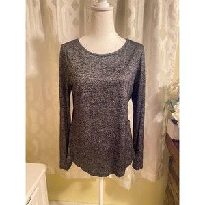 White House Black Market Women's Gray Knit Long Sleeve Top WHBM